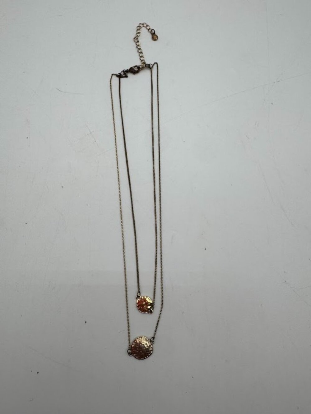 Liz Claiborne Layered Necklace Mixed Metal Hammered Disc Pendants Vintage